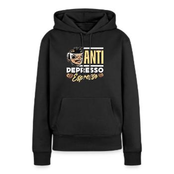 Espresso Anti Depresso Espresso Coffeeshop Latte - Sweat à capuche Premium bio Femme - noir - Devant - Julia (174cm)