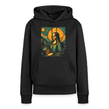 L’art et les Alpes : la cabane d’alpage et la nature Lisa - Sweat à capuche Premium bio Femme - noir - Devant - Julia (174cm)