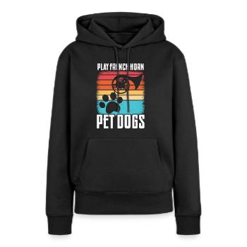 Französischer Hornhund -Spieler Hornist Messing - Frauen Premium Bio Hoodie - Schwarz - Vorne - Julia (174cm)