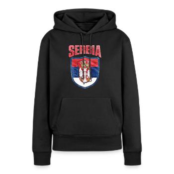 Serbien - Frauen Premium Bio Hoodie - Schwarz - Vorne - Julia (174cm)