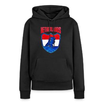 Pays-Bas - Sweat à capuche Premium bio Femme - noir - Devant - Julia (174cm)