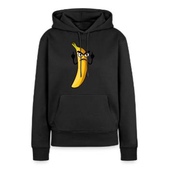 Bananes Banane grincheuse - Sweat à capuche Premium bio Femme - noir - Devant - Julia (174cm)