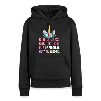 Féministe libérale Femme - Sweat à capuche Premium bio Femme - noir - Devant - Julia (174cm)