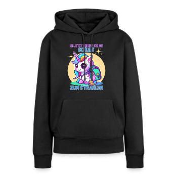 Licorne écolière pour l’inscription à l’école - Sweat à capuche Premium bio Femme - noir - Devant - Julia (174cm)