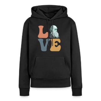 Charles Darwin Théorie de l’évolution athée - Sweat à capuche Premium bio Femme - noir - Devant - Julia (174cm)