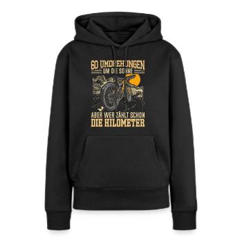 60 Sonnenumdrehungen - Kilometer egal! - Frauen Premium Bio Hoodie - Schwarz - Vorne - Julia (174cm)