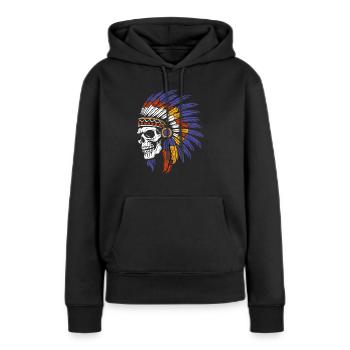 Crâne et os croisés indigènes - Sweat à capuche Premium bio Femme - noir - Devant - Julia (174cm)
