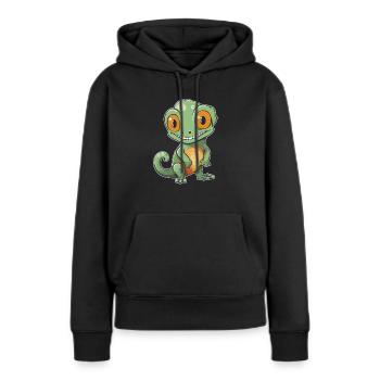 Caméléon Caméléon Drôle - Sweat à capuche Premium bio Femme - noir - Devant - Julia (174cm)