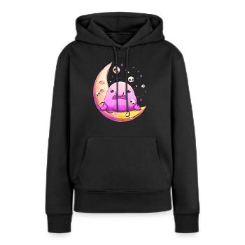 Kawaii Pastel Goth triste Blobfish croissant de lune Sha - Sweat à capuche Premium bio Femme - noir - Devant - Julia (174cm)