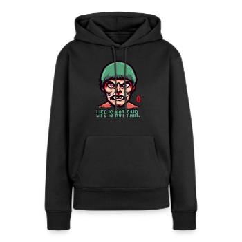 Ein alter Cartoon Opa: Das Leben ist nicht fair - Frauen Premium Bio Hoodie - Schwarz - Vorne - Julia (174cm)