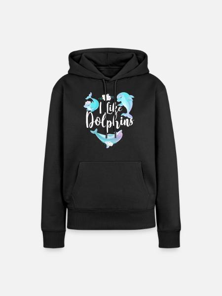 Dolphin I Like Dolphins - Frauen Premium Bio Hoodie - Schwarz