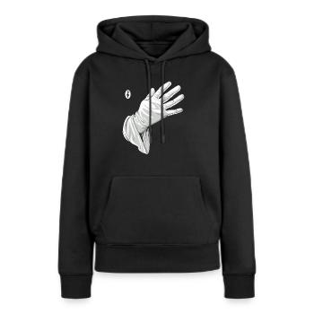 Berühr mich, weiße Handschuh - Frauen Premium Bio Hoodie - Schwarz - Vorne - Julia (174cm)
