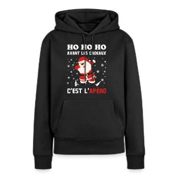 Père Noel avant les cadeaux c est l apéro - Sweat à capuche Premium bio Femme - noir - Devant - Julia (174cm)