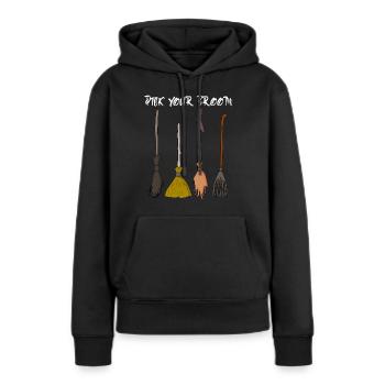 Sorcière Sorcellerie Balai de sorcière Halloween - Sweat à capuche Premium bio Femme - noir - Devant - Julia (174cm)