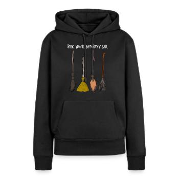 Balai de sorcière Halloween sorcière sorcellerie - Sweat à capuche Premium bio Femme - noir - Devant - Julia (174cm)