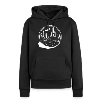 Test de sorcière Balai de sorcière Sorcellerie - Sweat à capuche Premium bio Femme - noir - Devant - Julia (174cm)