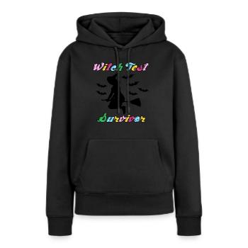 Test de sorcière Sorcellerie Balai de sorcière - Sweat à capuche Premium bio Femme - noir - Devant - Julia (174cm)