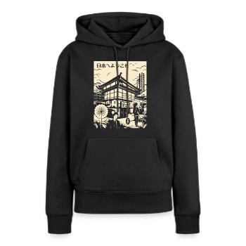Willkommen in Japan: Szene aus japanischem Edo - Frauen Premium Bio Hoodie - Schwarz - Vorne - Julia (174cm)