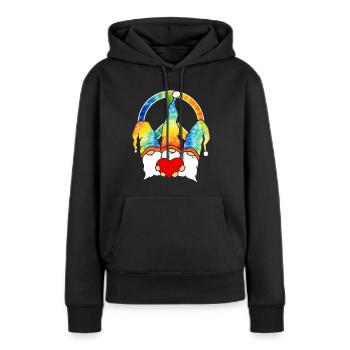 Trois Gnomes Hippies Groovy Bandage Dye Gnomies - Sweat à capuche Premium bio Femme - noir - Devant - Julia (174cm)