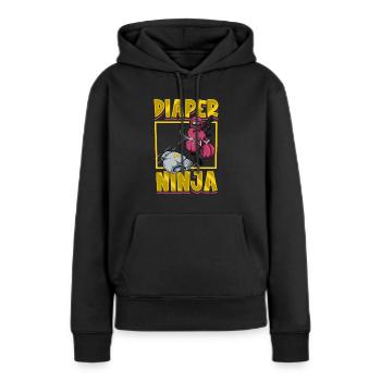 Windel Ninja - Baby wickeln - Frauen Premium Bio Hoodie - Schwarz - Vorne - Julia (174cm)