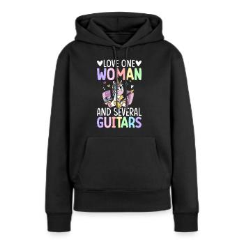 Guitariste, guitariste - Sweat à capuche Premium bio Femme - noir - Devant - Julia (174cm)