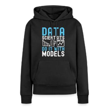 Analyste de données en science des données - Sweat à capuche Premium bio Femme - noir - Devant - Julia (174cm)
