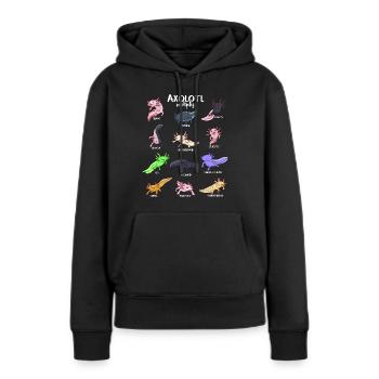 Verschiedene Kawaii Axolotltypen - Frauen Premium Bio Hoodie - Schwarz - Vorne - Julia (174cm)