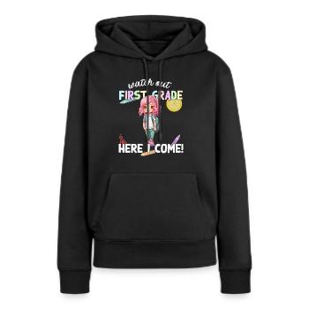 Funny Elementary School Girl School Enrollment Saying - Women’s Premium Organic Hoodie - black - Front - Julia (174cm)