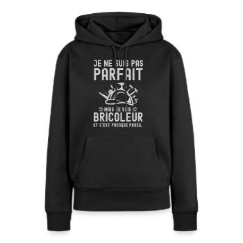 Bricoleur hors norme - Sweat à capuche Premium bio Femme - noir - Devant - Julia (174cm)