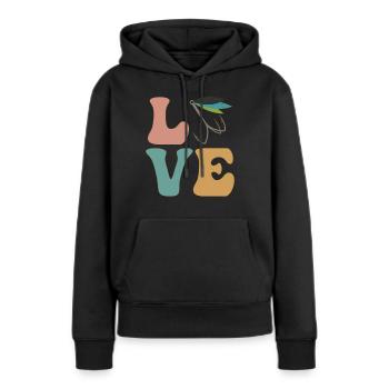 Fliegenfischer - Frauen Premium Bio Hoodie - Schwarz - Vorne - Julia (174cm)