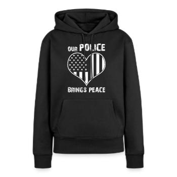 Policier Policier Patriotisme - Sweat à capuche Premium bio Femme - noir - Devant - Julia (174cm)