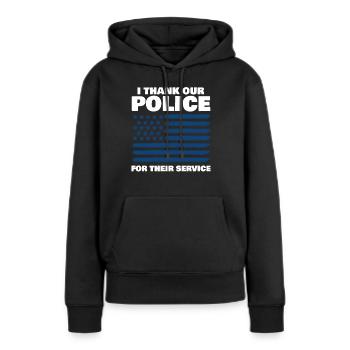 Officier de police USA Patriotisme - Sweat à capuche Premium bio Femme - noir - Devant - Julia (174cm)