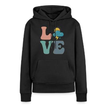 Meteorologie Wetterfrosch Meteorologe - Frauen Premium Bio Hoodie - Schwarz - Vorne - Julia (174cm)