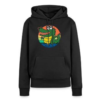 Alligators Rétro Alligator - Sweat à capuche Premium bio Femme - noir - Devant - Julia (174cm)