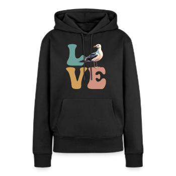 Mouette Mouette Oiseau de mer - Sweat à capuche Premium bio Femme - noir - Devant - Julia (174cm)