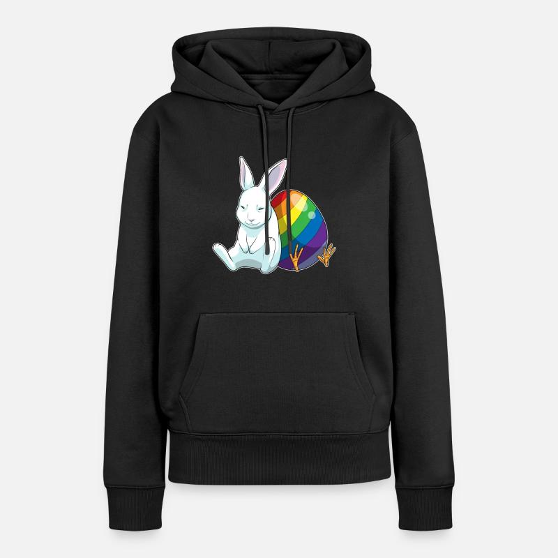 Bunny Easter Easter Egg Rainbow - Women’s Premium Organic Hoodie - black