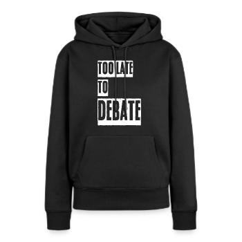 Discussion Équipe de débat Club de débat - Sweat à capuche Premium bio Femme - noir - Devant - Julia (174cm)