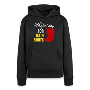 Bottes de pluie - Sweat à capuche Premium bio Femme - noir - Devant - Julia (174cm)