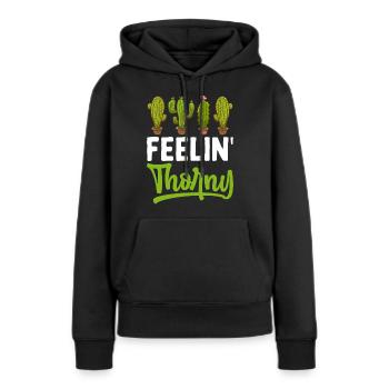 Lustiger Sukkulenten-Kaktus - Frauen Premium Bio Hoodie - Schwarz - Vorne - Julia (174cm)