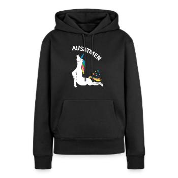Yoga Licorne Cool Dire Méditation Professeur de Yoga - Sweat à capuche Premium bio Femme - noir - Devant - Julia (174cm)