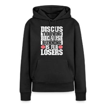 Lancer du disque Lancer du disque - Sweat à capuche Premium bio Femme - noir - Devant - Julia (174cm)