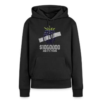 Ruban adhésif sureau Fruit amant citation drôle - Sweat à capuche Premium bio Femme - noir - Devant - Julia (174cm)