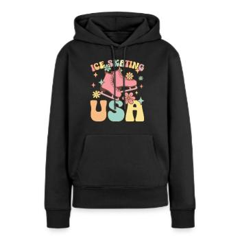 Patriotischer Schlittschuhläufer Eiskunstlauf - Frauen Premium Bio Hoodie - Schwarz - Vorne - Julia (174cm)
