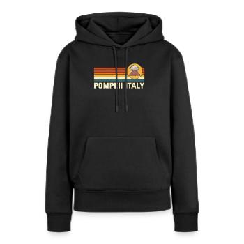Pompéi Italie Vintage éruption volcanique géographie - Sweat à capuche Premium bio Femme - noir - Devant - Julia (174cm)