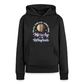 Rückläufige Planeten Merkur Rückläufig - Frauen Premium Bio Hoodie - Schwarz - Vorne - Julia (174cm)