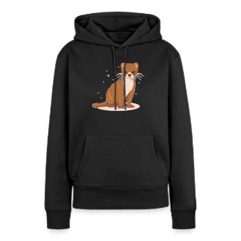 Belette petite belette souris belette cadeau - Sweat à capuche Premium bio Femme - noir - Devant - Julia (174cm)