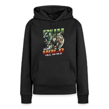 Financial Freedom Actions Investisseur Marché boursier - Sweat à capuche Premium bio Femme - noir - Devant - Julia (174cm)