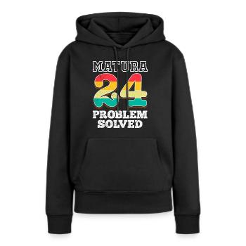 Matura 2024 PROBLÈME RÉSOLU Certificat de fin d’études - Sweat à capuche Premium bio Femme - noir - Devant - Julia (174cm)