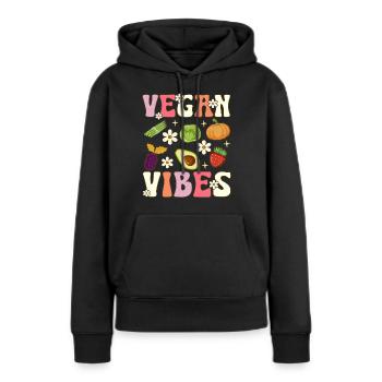 Véganisme à base de plantes Groovy - Sweat à capuche Premium bio Femme - noir - Devant - Julia (174cm)