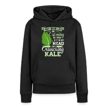 Véganisme végétarien au chou frisé - Sweat à capuche Premium bio Femme - noir - Devant - Julia (174cm)